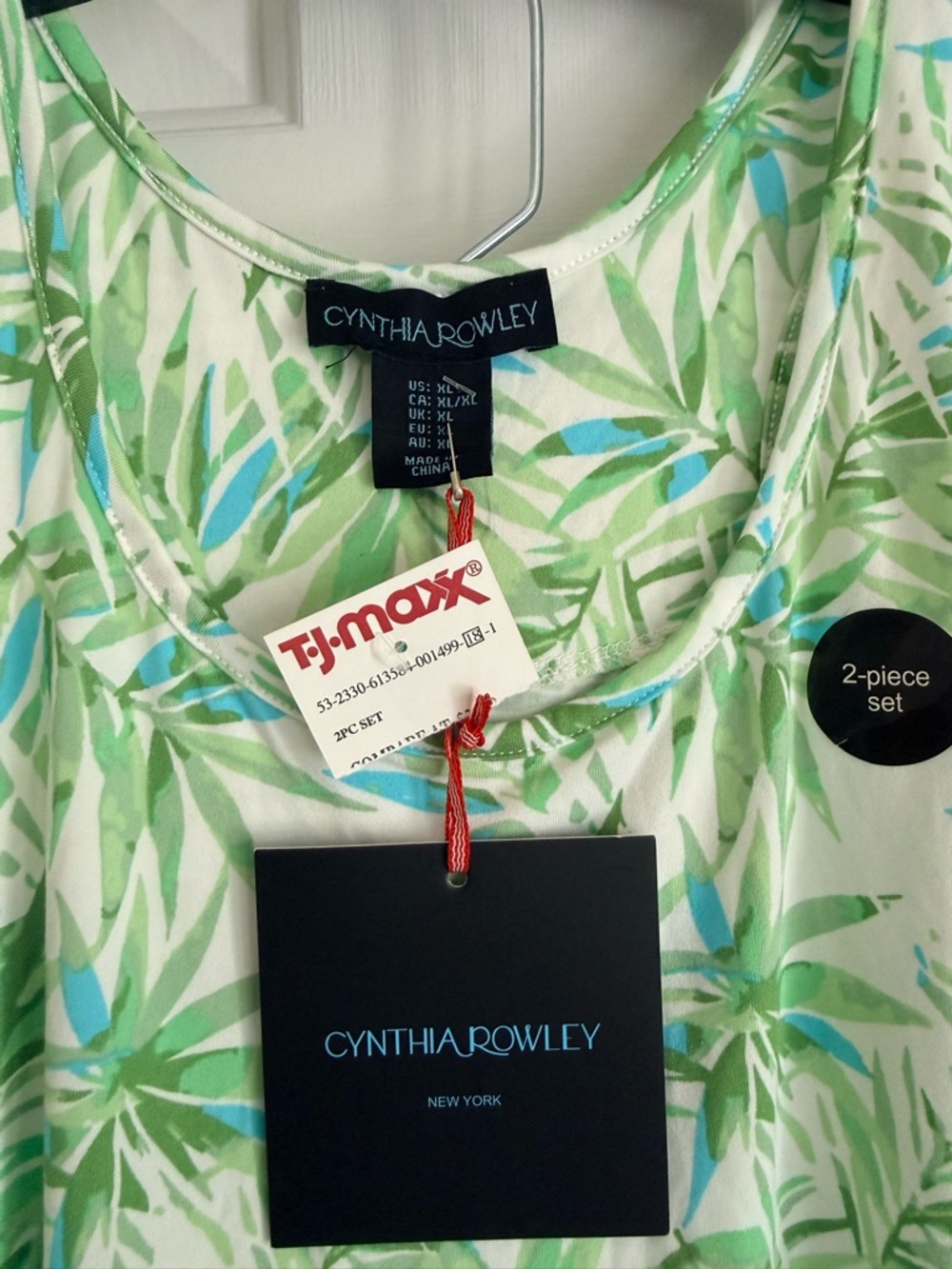 CYNTHIA ROWLEY Green Palm-Print Pajama Set - NWT - Picture 2 of 7
